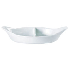 Porcelite Divided Oval Eared Dish 28cm/11" Box of 4