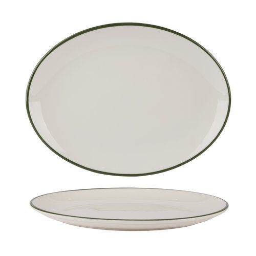 Modest Green Oval Platter 31cm (Boxes of 6)