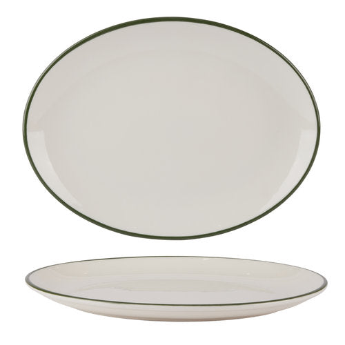 Modest Green Oval Platter 36cm (Boxes of 6)