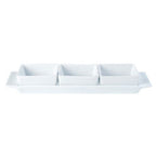 Porcelite Square Shaped Set of 3 Bowls & Tray 29x9cm/11.5"x3.5" Box of 6