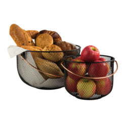 Black Metal Basket with Copper look Handle 30cm (Pre Order Only)