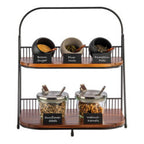 2 Tier Serving Stand (with 2 x removable Acacia Wood Trays & 8 x Labelling Plates)(Pre Order Only)