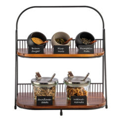 2 Tier Serving Stand (with 2 x removable Acacia Wood Trays & 8 x Labelling Plates)(Pre Order Only)