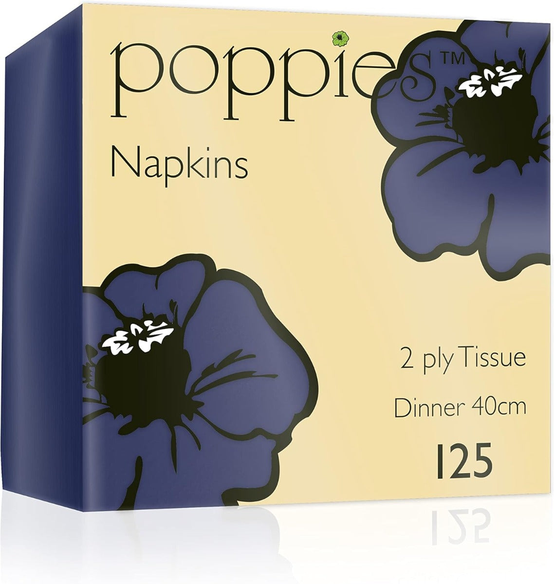 Poppies 40cm 2ply Navy Blue Napkins 8 Fold Box of 2000