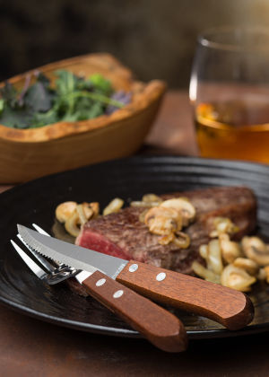 Utopia Wooden Handle Steak Fork(Box of 12)