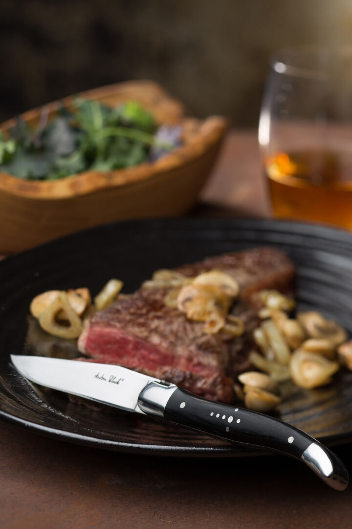 Utopia Laguiole Black Handled Steak Knife - Serrated Edge(Box of 12)