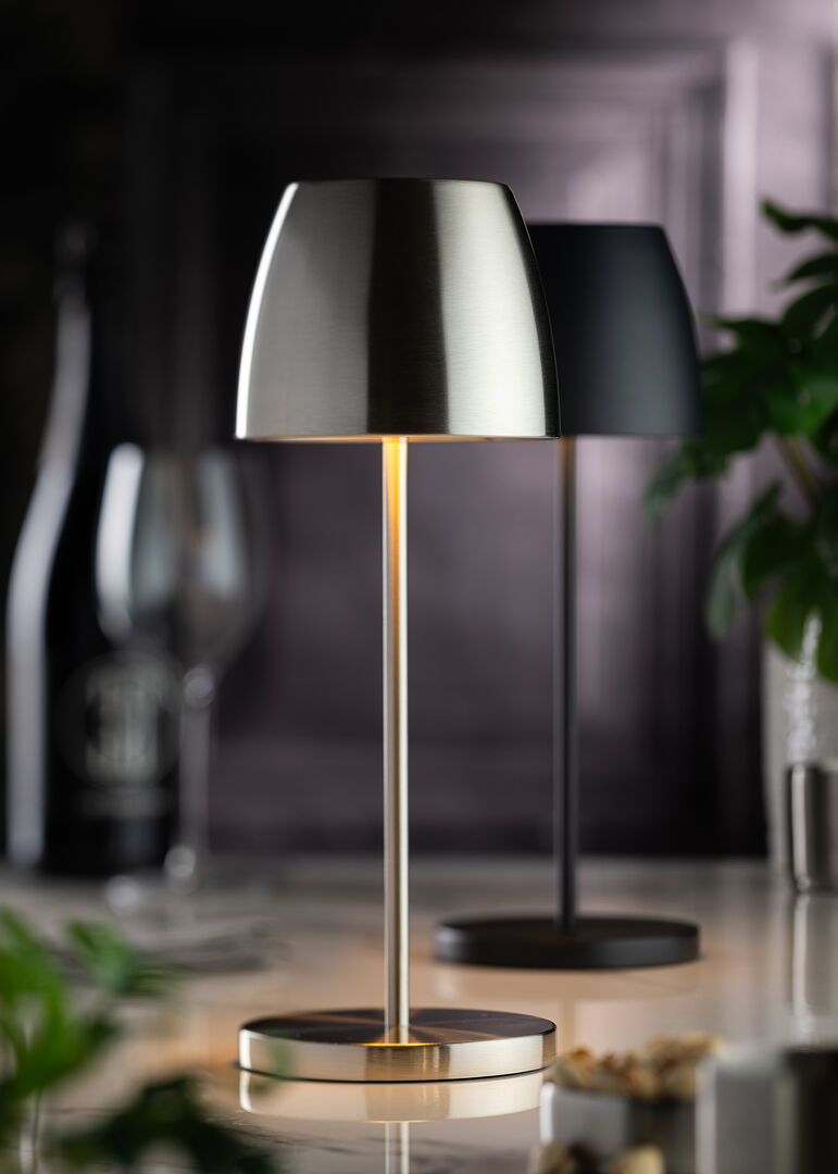 Utopia Montserrat LED Cordless Lamp 30cm - Brushed Silver
