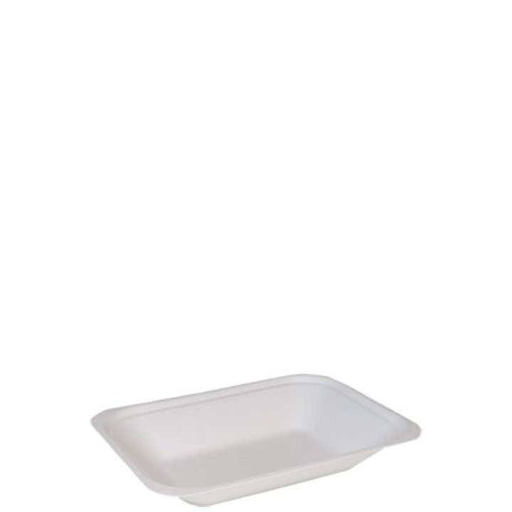 White Bagasse Chip Tray (185x135x23mm) 1x1000