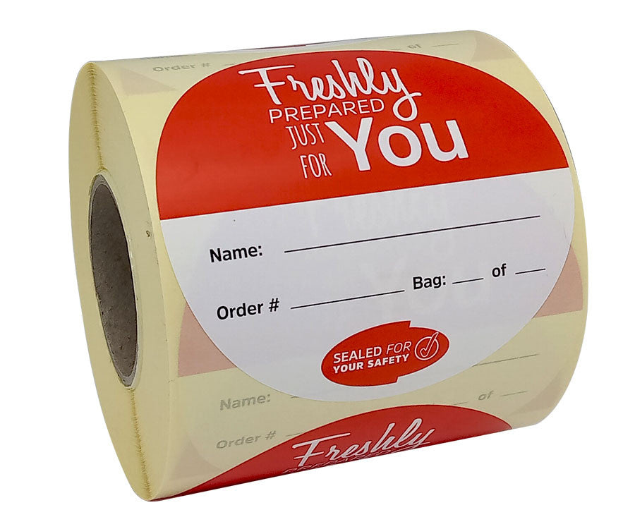 Takeaway Food Safe Delivery Labels – 90mm Diameter (Roll of 500 labels)
