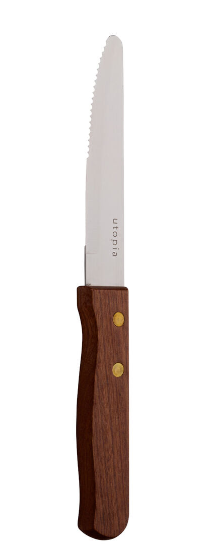 Utopia Large Wooden Handle Steak Knife(Box of 12)
