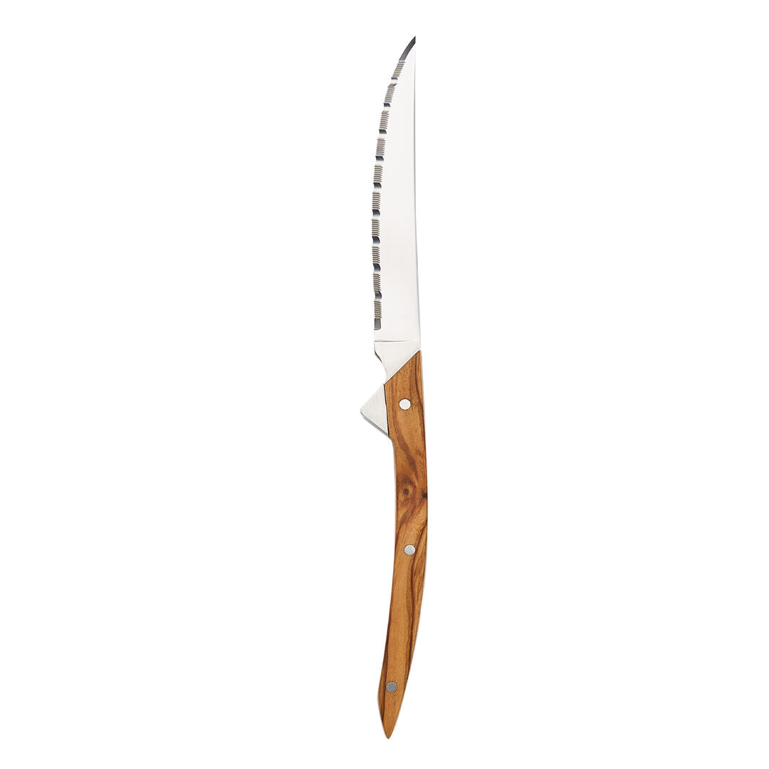 Vertical Blade Steak Knife - Olive Wood Handle (Boxes of 12)