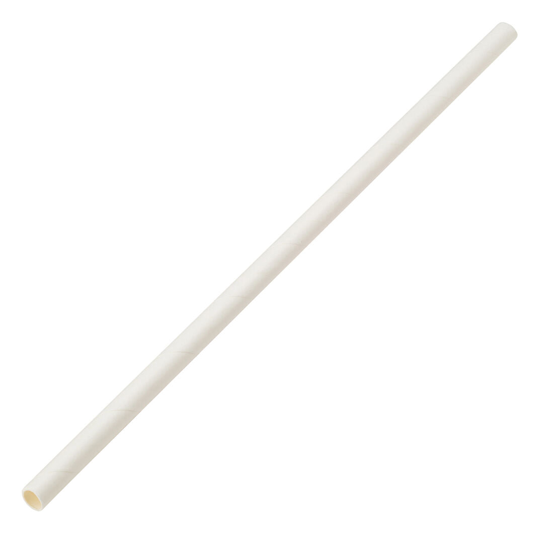 Utopia Paper Solid White Straw 8" (20cm)(24 Boxes of 250)