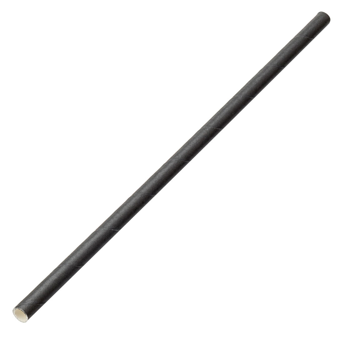 Paper Solid Black Straw 8" (20cm) Pack of 250