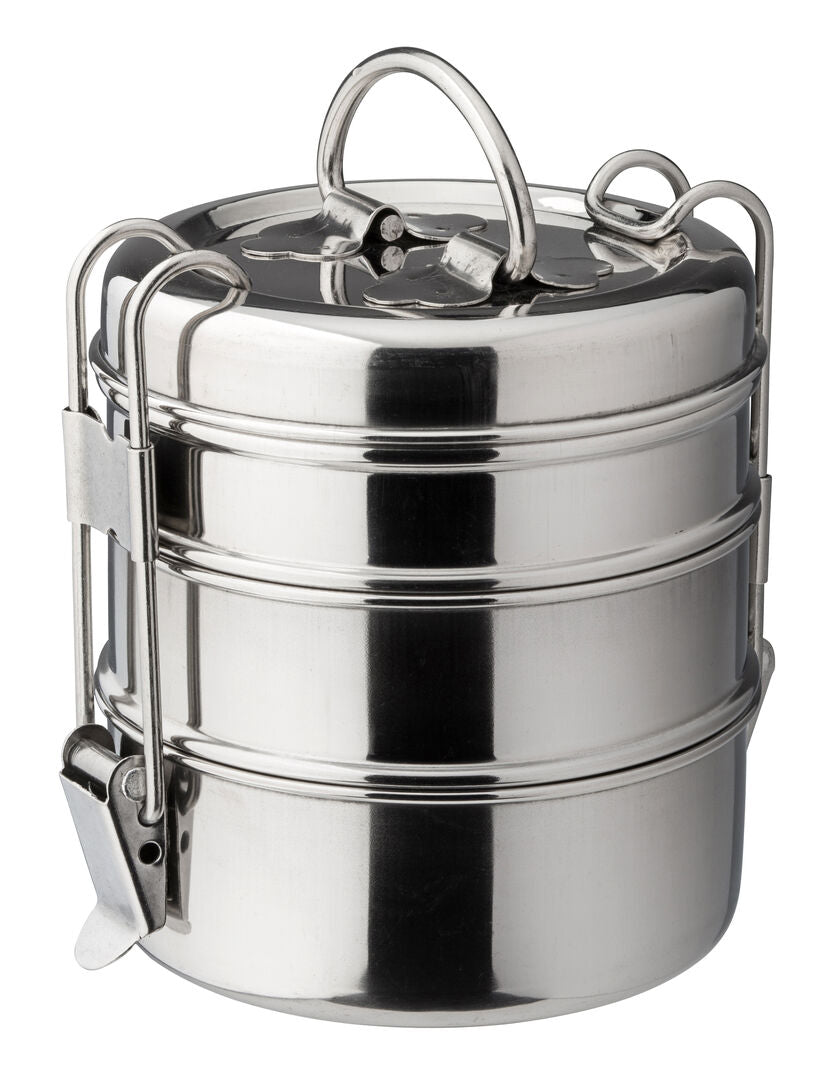 Utopia 3 Tier Tiffin Box 4.25" (11cm) H: 4.75" (12cm)(Box of 6)