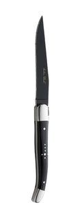 Utopia Laguiole Black Handled Steak Knife - Black Blade(Box of 12)
