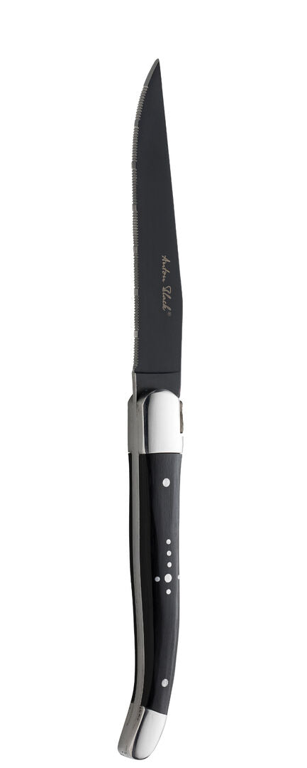 Utopia Laguiole Black Handled Steak Knife - Black Blade(Box of 12)
