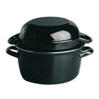 Black Enamelled Mussel Pot with Lid 20x13cm 3Litre Delivery lead time 10-15 working days