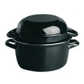 Black Enamelled Mussel Pot with Lid 20x13cm 3Litre Delivery lead time 10-15 working days