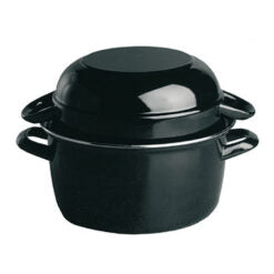 Black Enamelled Mussel Pot with Lid 20x13cm 3Litre Delivery lead time 10-15 working days