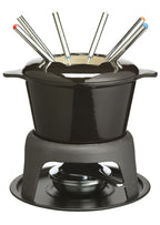 MasterClass Cast Iron Enamelled Black Fondue Set 8x7" / 21x18cm