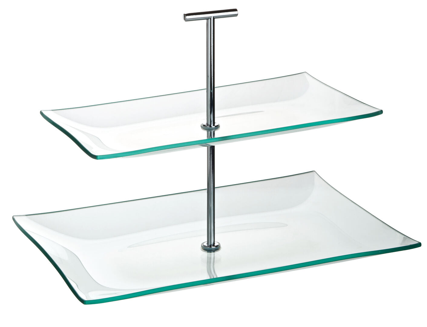 Utopia Aura 2 Tiered Rectangular Glass Plate 11.75 x 8"