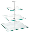 Utopia Aura 3 Tiered Square Glass Plate 9.75, 8, 5.75"