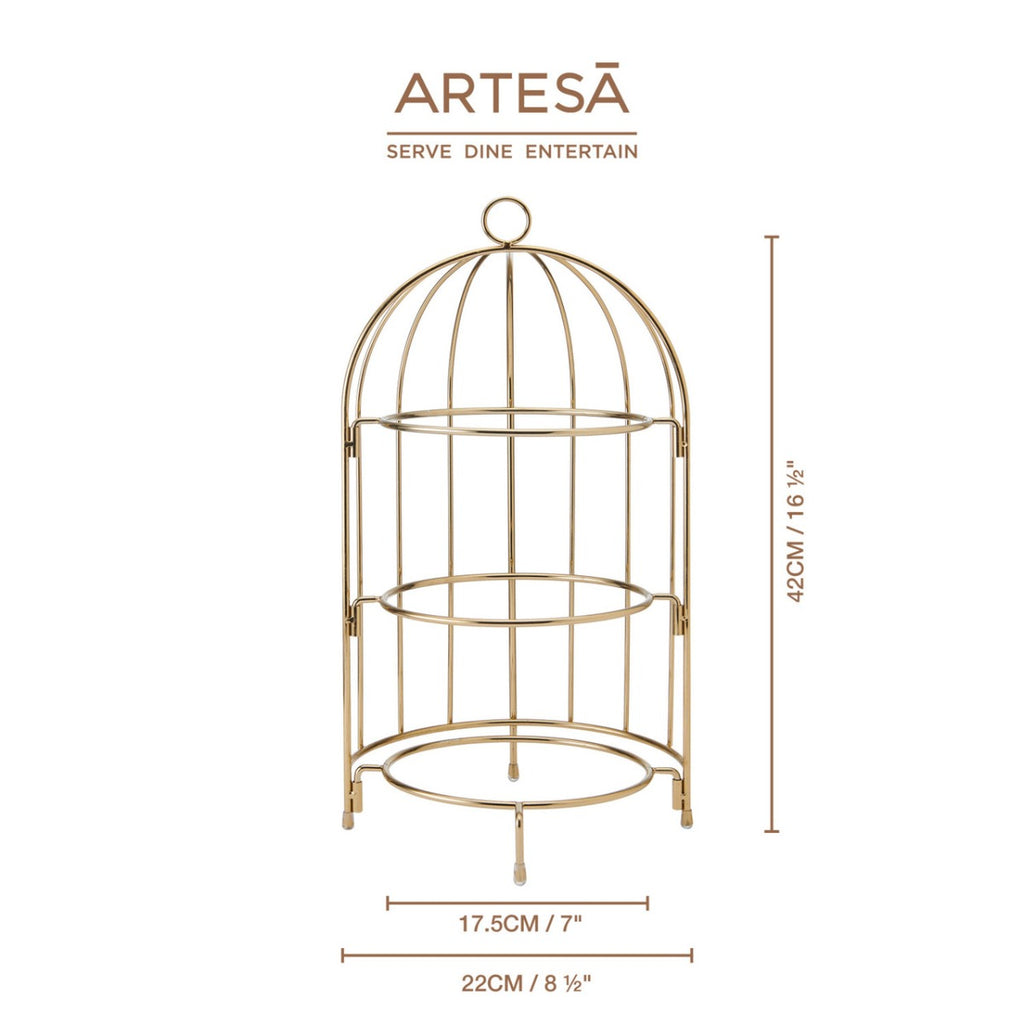 Artesà 3 Tier Afternoon Tea Cake Bird Cage Stand, 22 x 42cm