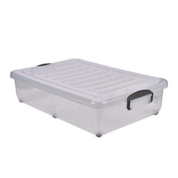 Storage Box 40L W/ Clip Handles On Wheels