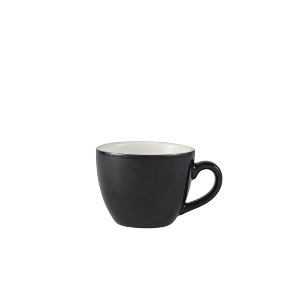 Genware Porcelain Black Bowl Shaped Cup 9cl/3oz Pack of 6