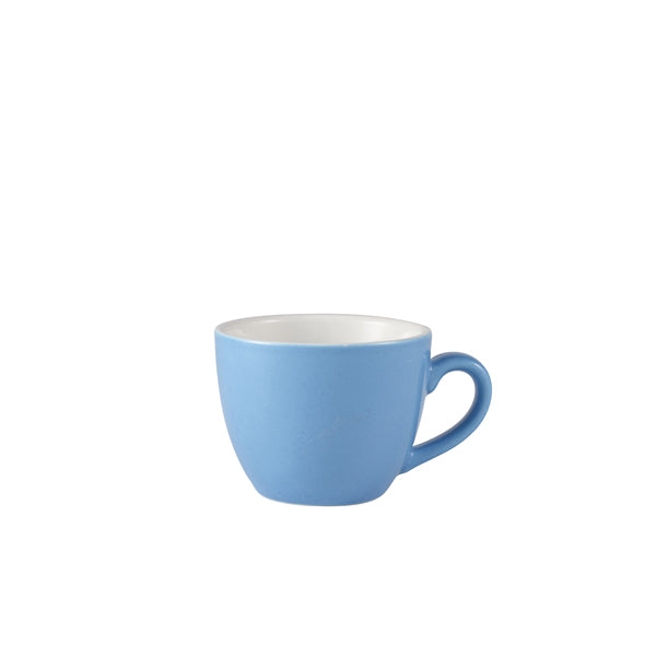 Genware Porcelain Blue Bowl Shaped Cup 9cl/3oz Pack of 6