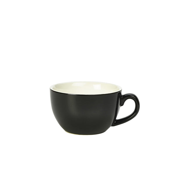 Genware Porcelain Black Bowl Shaped Cup 25cl/8.75oz Pack of 6