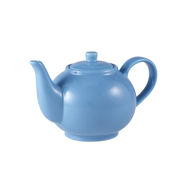 Genware Porcelain Blue Teapot 45cl/15.75oz Box of 6