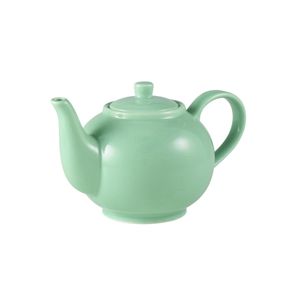 Genware Porcelain Green Teapot 45cl/15.75oz Box of 6