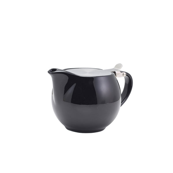 GenWare Porcelain Black Teapot with St/St Lid & Infuser 50cl/17.6oz Box of 6