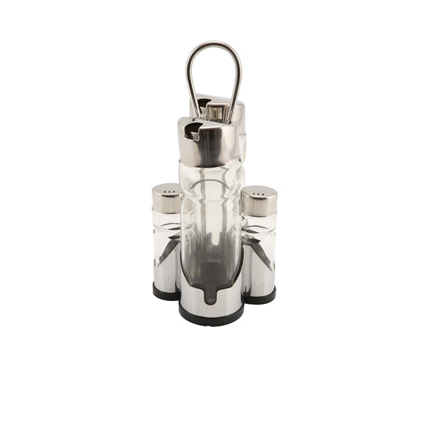 Genware Oil, Vinegar & Cruet Set with Stand