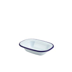 Enamel Rect. Pie Dish White & Blue 16cm Pack of 12
