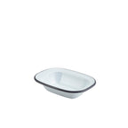 Enamel Rect. Pie Dish White with Grey Rim 16cm Pack of 12