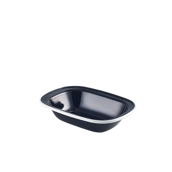 Enamel Pie Dish Black with White Rim 18cm Pack of 12