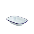 Enamel Rect. Pie Dish White & Blue 20cm Pack of 12
