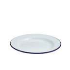 Enamel Wide Rim Plate White & Blue 26cm Box of 12