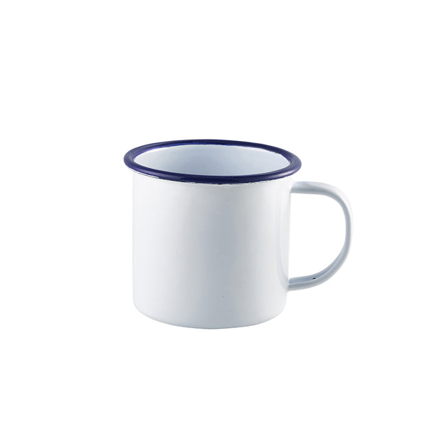 Enamel Mug White with Blue Rim 36cl/12.5oz Box of 12