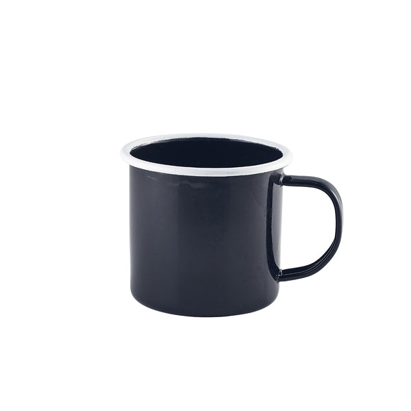 Enamel Mug Black with White Rim 36cl/12.5oz Box of 12