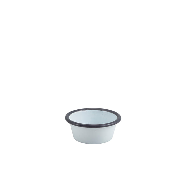 Enamel Ramekin White with Grey Rim 8cm Dia 90ml/3.2oz Pack of 12