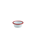 Enamel Ramekin White with Red Rim 8cm Dia 90ml/3.2oz Pack of 12