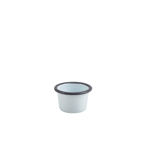 Enamel Ramekin White with Grey Rim 7cm Dia 90ml/3.2oz Pack of 12