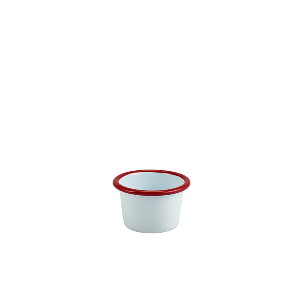 Enamel Ramekin White with Red Rim 7cm Dia 90ml/3.2oz Pack of 12