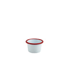 Enamel Ramekin White with Red Rim 7cm Dia 90ml/3.2oz Pack of 12