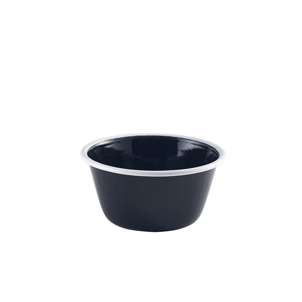 Enamel Deep Pie Dish Black with White Rim 12cm Pack of 12