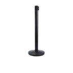 Black Barrier Post - Retractable Black Belt