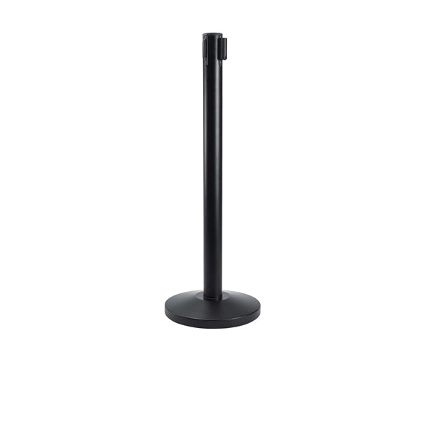 Black Barrier Post - Retractable Black Belt